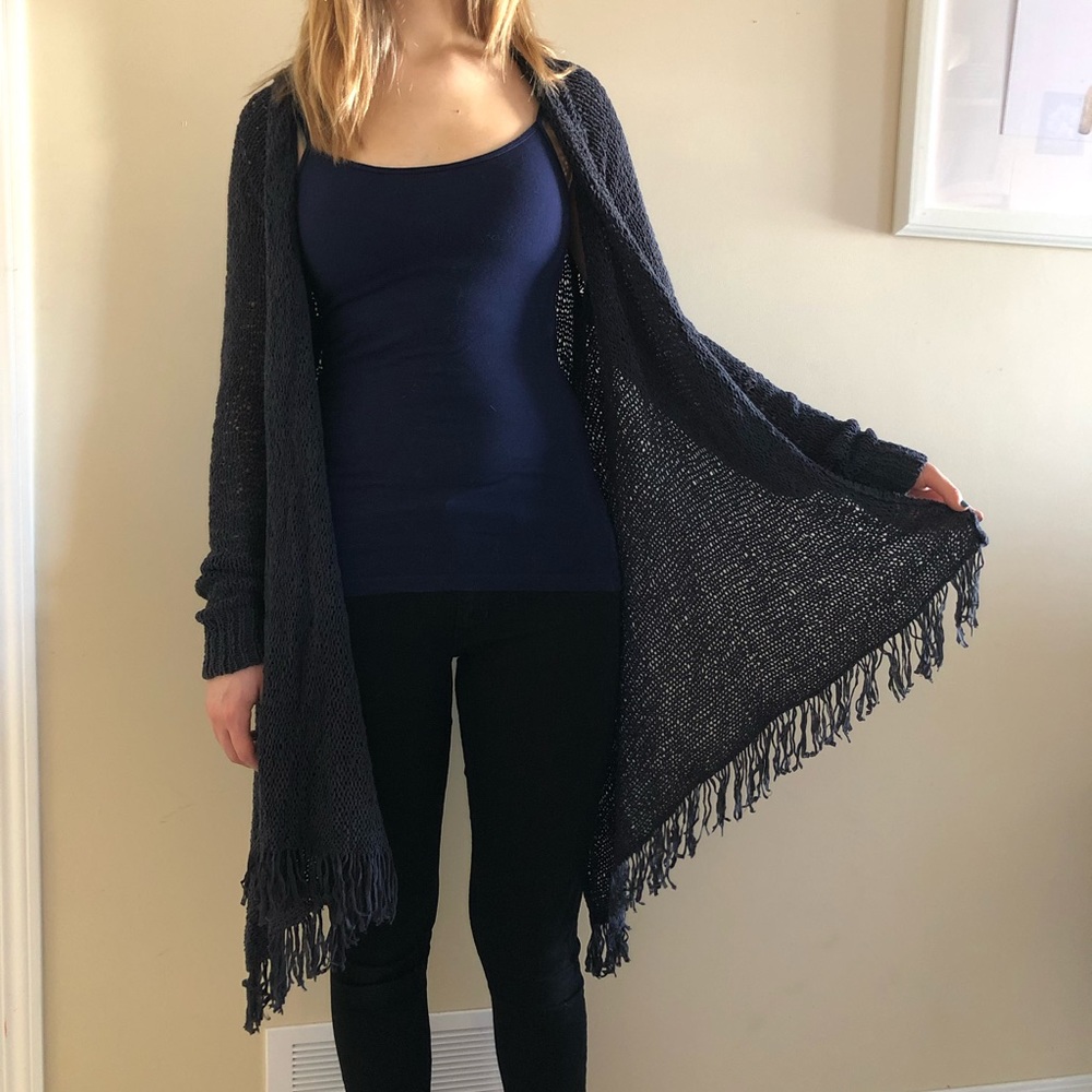 AE Cardigan with Fringe Hem